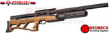 The AGT Vulcan 3 Bullpup Walnut 700 PCP Air Rifle comes with a 700mm long barrel. Shown in an angled view.