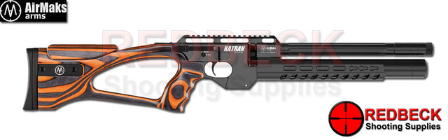 Air Maks Katran Compact air rifle shown from the right hand side with orange laminate stock