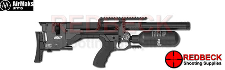 Airmaks Krait Airgun shown from the right hand side with black tactical stock.