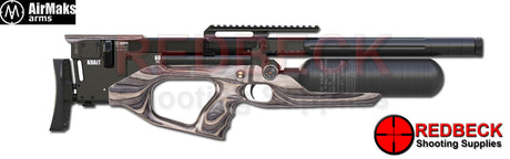 AirMaks Krait L air grey laminate airgun shown from left hand side view.