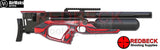 AirMaks Krait L air rifle red laminate airgun shown from left hand side view.