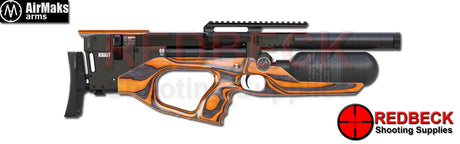 Airmaks Krait Airgun shown from the right hand side with orange laminate stock