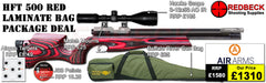 Air Arms HFT500 Target Rifle package deal includes Hawke scope 3-12x50AO IR, match mounts airgun bag and pellets.