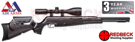 Air Arms TX200HC Hunter Carbine Ultimate Springer with Stained Black stock. Shown with scope mounted.