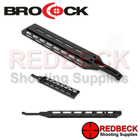 BRK Ghost MLOK ARCA extended front rail for BRK Ghost Air Rifle, shown from different sides