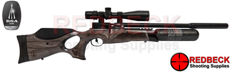 The BSA R12 CLX Pro FAC Air Rifle with Laminate Thumbhole Stock with the latest 480cc carbon fibre bottle.