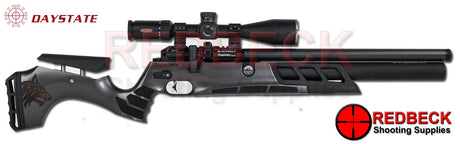 Daystate Blackwolf air rifle with carbon grey stock and cylinder shown from the right hand side