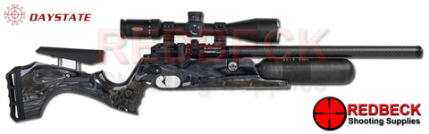 Daystate Blackwolf air rifle with laminate stock and carbon bottle shown from the right hand side