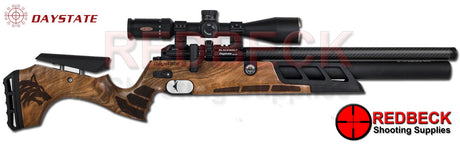 Daystate Blackwolf air rifle with walnut stock and cylinder shown from the right hand side