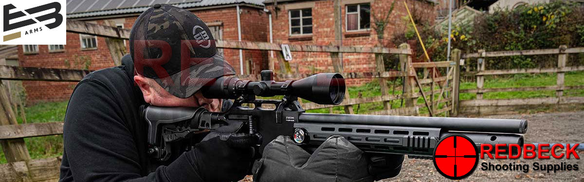 Edgar Brothers EB Arms XV2 AIR RIFLE SHOWN IN THE FIELD BEING SHOT BY AN AIRGUNNER.