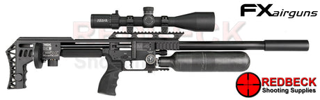 FX IMPACT M4 Airifle shown from the right hand side including new trigger system and update magazine. The FX Impact MK4 airgun shown with silencer.