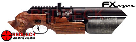 FX KING AIR RIFLE WITH GRS BROWN LAMINATE STOCK. SHOWING COCKING LEVER ANGLE.