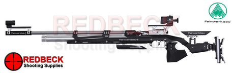 Feinwerkbau Model 900 Aluminium Black Target Air Rifle shown from the left hand side.