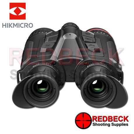 Hik Micro Habrok Pro HQ50L thermal imaging and digital night vision binoculars shown from the back