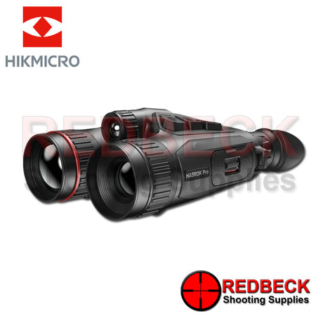 Hik Micro Habrok Pro HQ50L thermal imaging and digital night vision binoculars shown from the left hand side