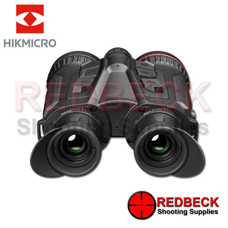 Hik Micro Habrok Pro HX60L thermal imaging and digital night vision binoculars shown from the back