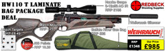 Weihrauch HW110T thumbhole Laminate air Rifle Airgun Pro Package deal with Hawke 3-12x0, Buffalo river Gun Bag
JSB Pellets and Target