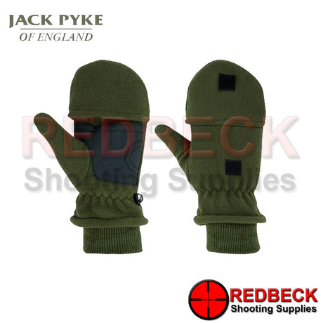 The Jack Pyke Fleece Shooters Mitts top flap easily converts the fingerless mitts into full mitts. On the palm we added faux leather for improved grip and additional friction protection. The gloves are made of lightweight fleece to keep your hands warm comfortable