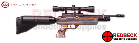 KRAL NPO2 AIRRIFLE WITH ORANAGE LAMINATE STOCK.