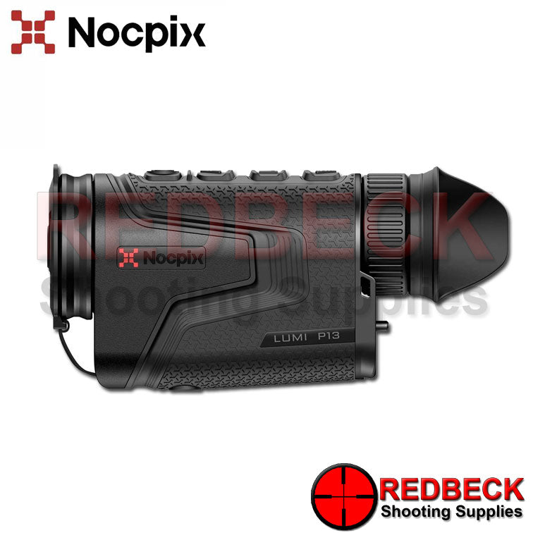 NOCPIX LUMI P13 THERMAL MONOCULAR SHOWN FROM THE LEFT HAND SIDE