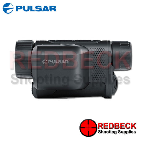 Pulsar Axion 2 LRF XQ35 Pro thermal imaging monocular shown from the side