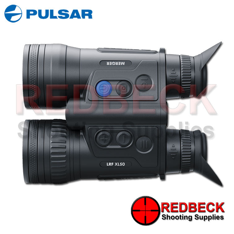 Pulsar Merger LRF XL50 thermal imaging binoculars shown from the top