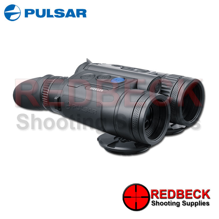 Pulsar Merger LRF XP35 thermal imaging binoculars shown from the side