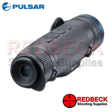 Pulsar Telos XQ35 thermal imaging monocular shown from the back