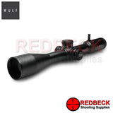 Wulf tornado 6-24x50 FFP scope shown from the left hand side