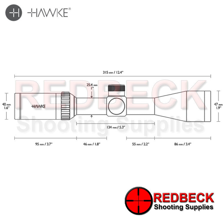 Hawke Vantage IR 3-9×40 Mil Dot  diagram