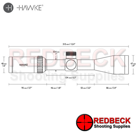 Hawke Vantage IR 3-9×40 Mil Dot  diagram