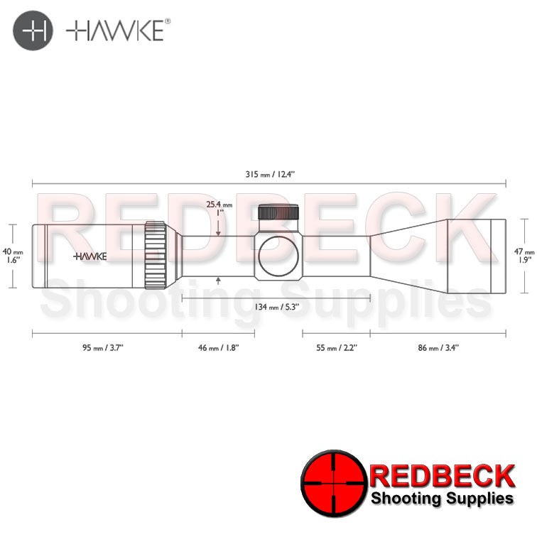 Hawke Vantage 3-9×40 Rimfire .22 (Subsonic) diagram