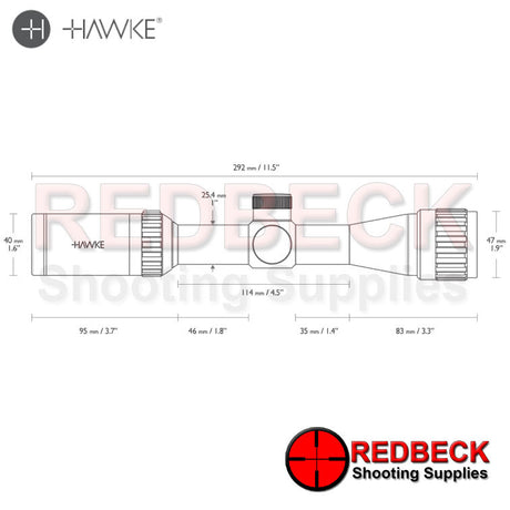 Hawke Vantage IR 2-7×32 AO Mil Dot diagram