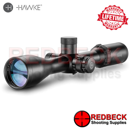 Hawke Airmax FFP First Focal Plane 4-16x50 SF AMX IR Reticle

The FFP AMX IR reticle was developed specifically for first focal plane optical systems and based around the common principles of mil spaced reticles.

The FFP AMX IR offers multiple aim points, useful when shooting at longer distances. Half Mil Dot spacing on the lower post provides increased aim points for long shots. The horizontal bars are positioned at 0.5, 1.5, 2.5, 3.5 and 4.5 Mil spacing. Hollow posts are segmented into Mil spacing and ca