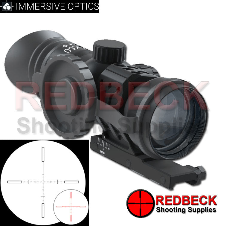 Immersive Optics 14x50 Prismatic Air Rifle Scope MilDot with MOA Adjustable Mounts