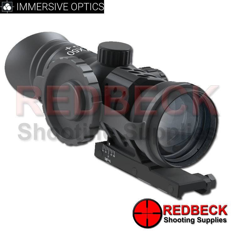 Immersive Optics 14x50 Prismatic Rifle Scope MilDot Extended with MOA Adjustable Mounts