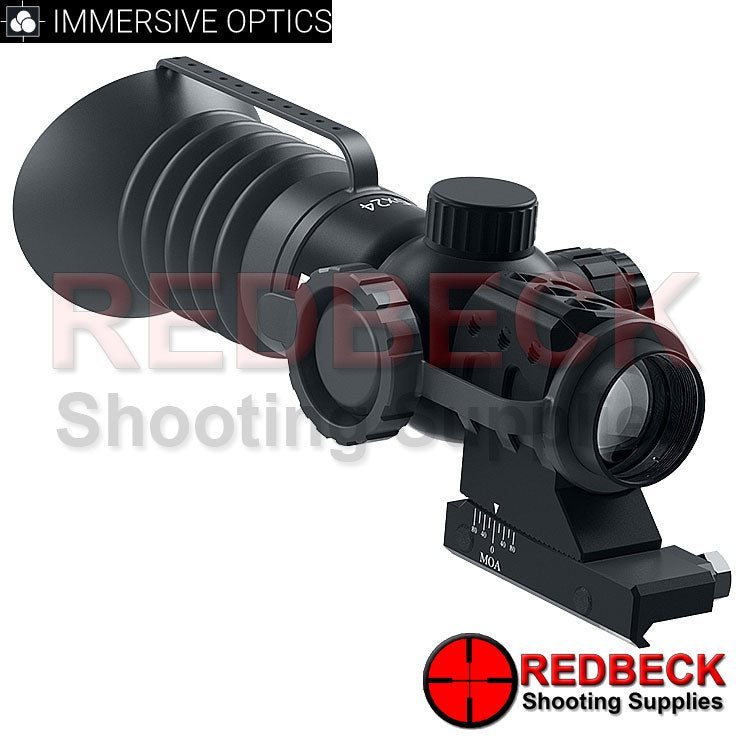 Immersive Optics 5x24 Prismatic Scope Mill Dot scope shown by itself.