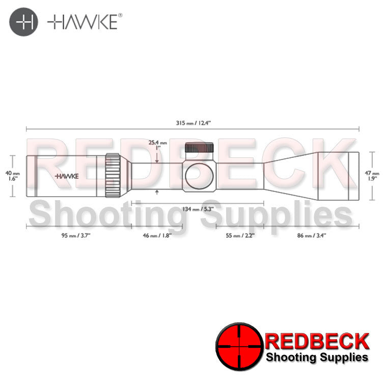 Vantage IR 3-9×40 30/30 scope diagram